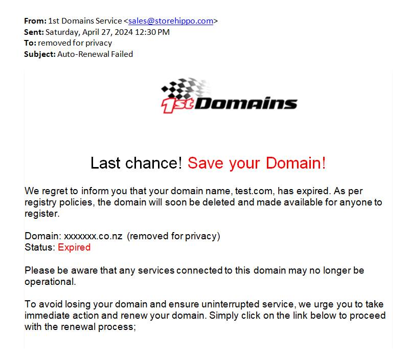 Last chance! Save your Domain!